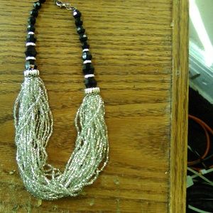 Black and silver beaded necklace